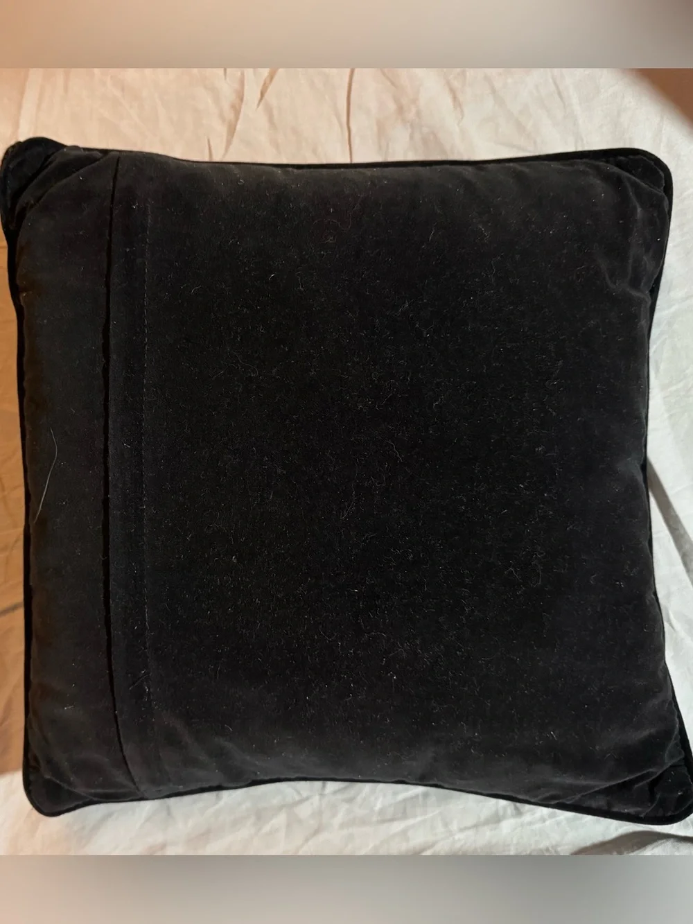 Floral Needlepoint Pillow Cover - Black with Pink Rose